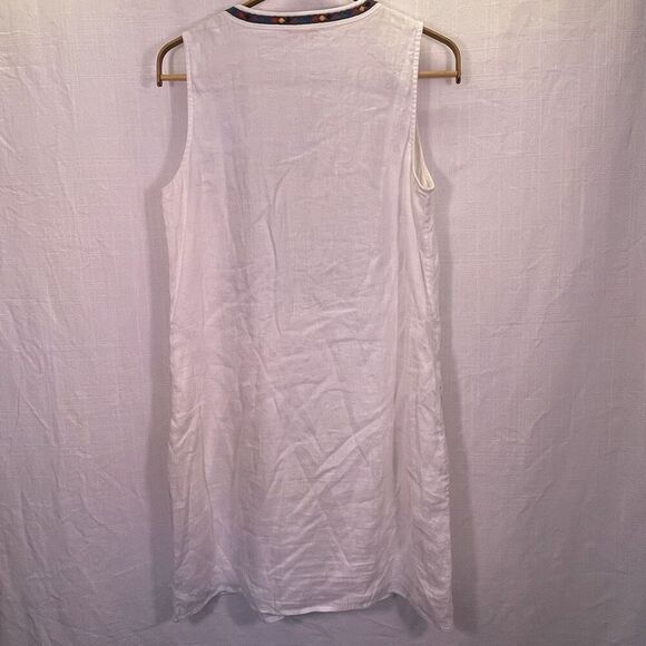 Tory Burch White Embroidered Sleeveless Linen Boho Mini Shift Dress Size Small - Picture 9 of 12